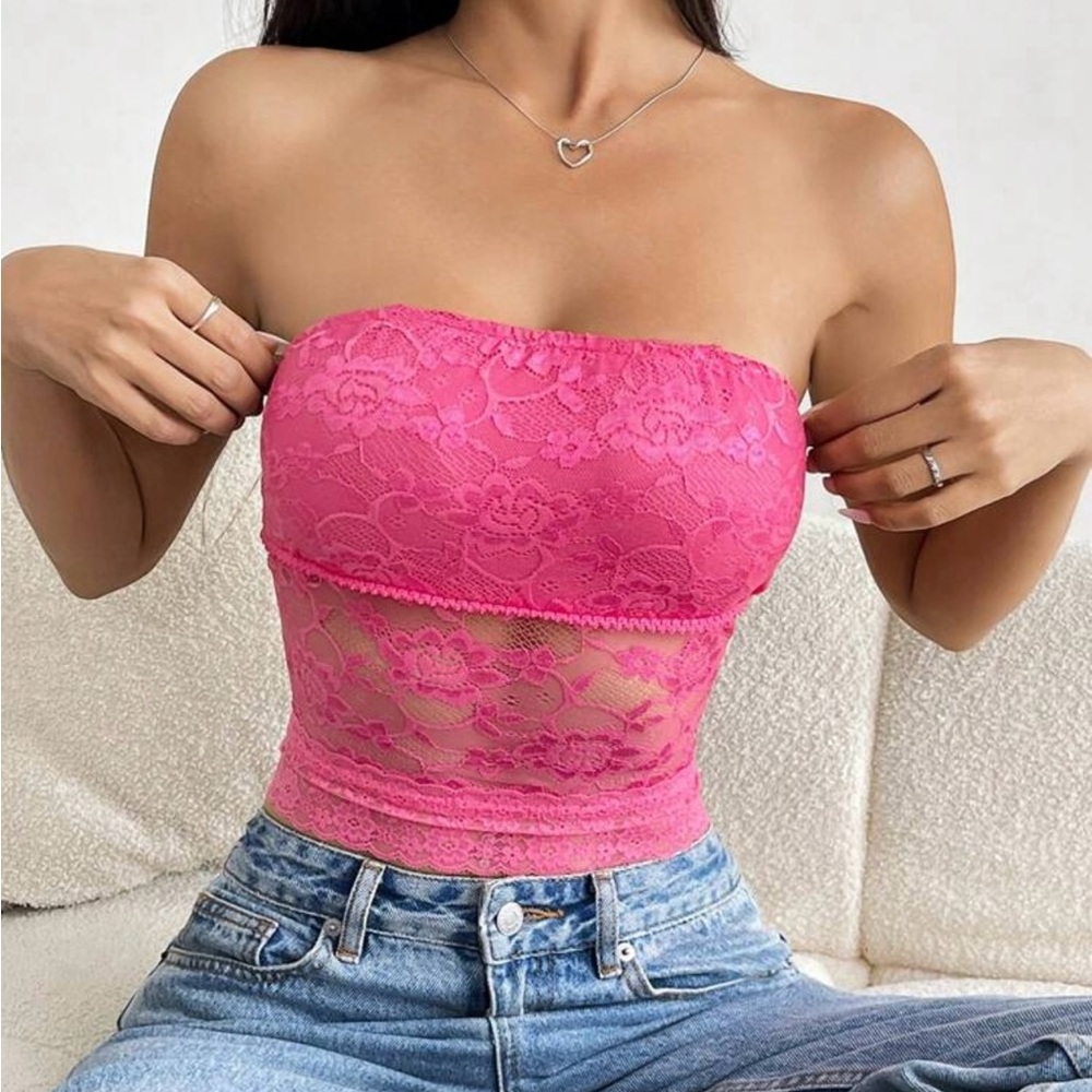 Pink lace bandeau